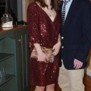 burgundy sequin semiformal dress.